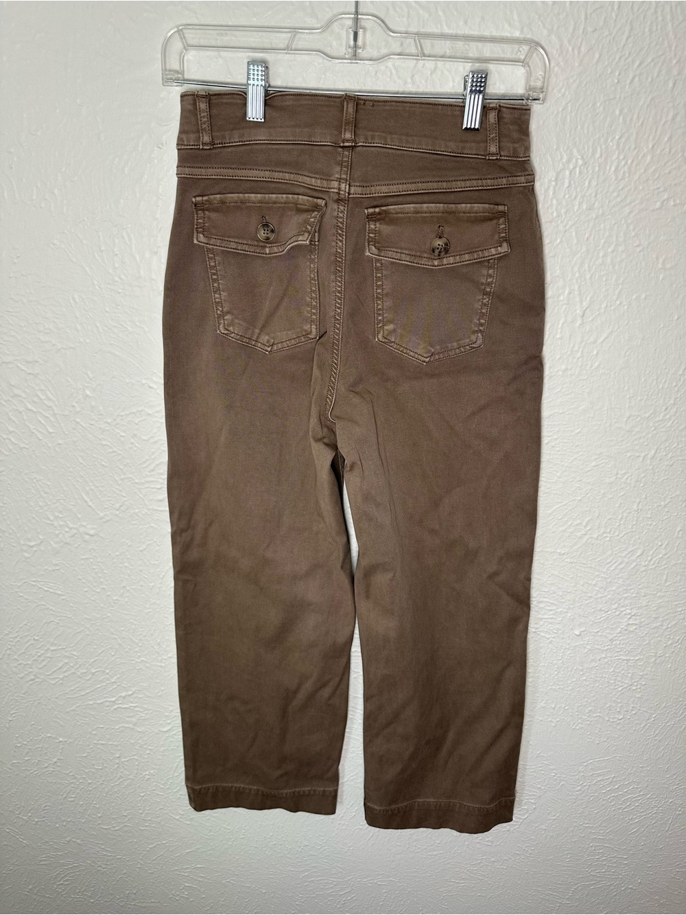 SPANX Women's Petite Small Cropped Pants Brown Stretch Shaping Slim Straight - Picture 4 of 6